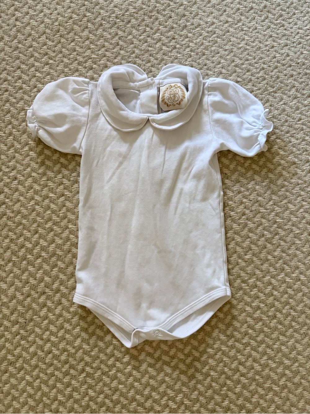 The Beaufort Bonnet Company White Peter Pan Collar Puff Sleeve One-Piece